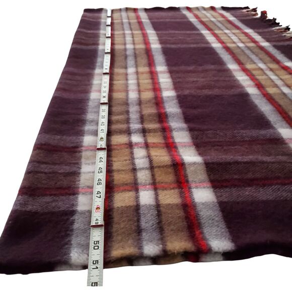VNTG Faribo Wool Plaid/Tartan Throw Blanket Brown 51x60 Faribault Woolen Mills - Picture 6 of 7